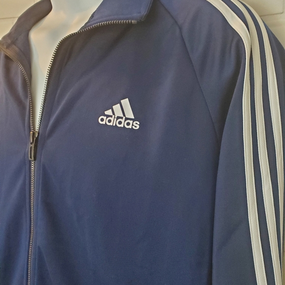 Adidas 3 Stripes Navy Blue Track Suit Jacket - Picture 3 of 8
